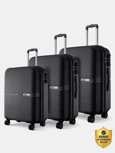 SAFARI Hard Body Set of 3 Luggage 8 Wheels - ECLIPSENEO 3 (Small 55cm | Medium 66cm | Large 75cm) - Black